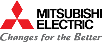 Logo de Mitsubishi Electric, producto de Climasat para sistemas de climatización eficientes y sostenibles.